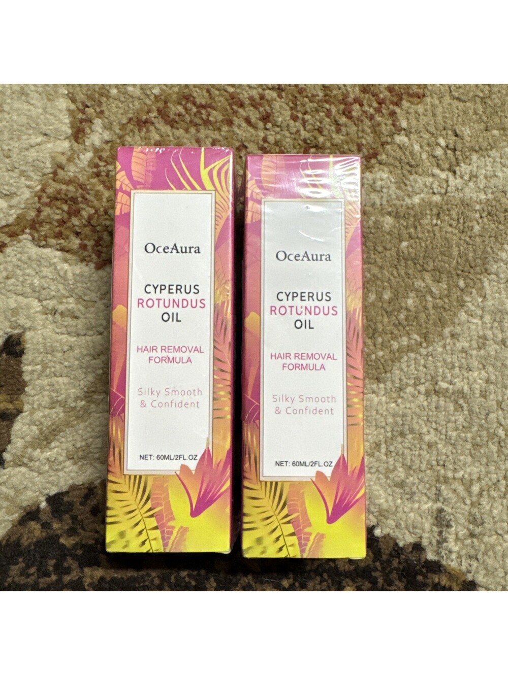 2 Sealed OceAura Cypress Rotundus Oil, Hair Removal, 2fl Oz Each/ New Sealed